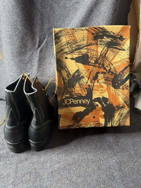 Vintage 1970s JCPenney Leather Logger Work Boots Size 8D